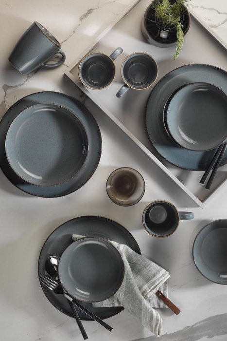 Hermia Vajilla de 16 Piezas en Porcelana Gris